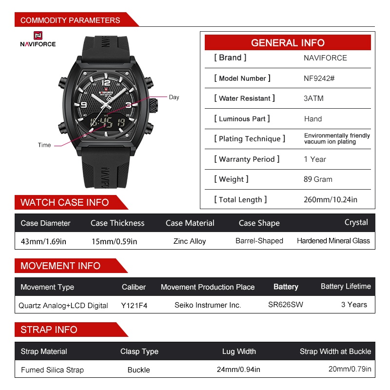 NAVIFORCE Men Dual Display Wat - Watch Display Box ulasan dan harga